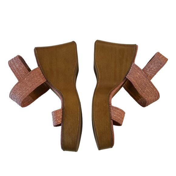 Lucky Brand Delukah Pink Slingback Weave Straps Platform Wedge Sandals Size 9.5 - Picture 3 of 7